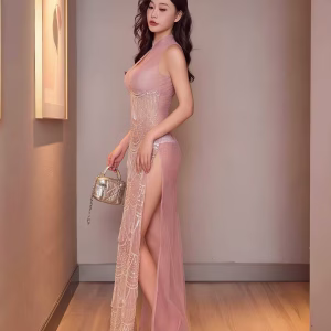 Sheer Qipao with Tassels - 图片 2
