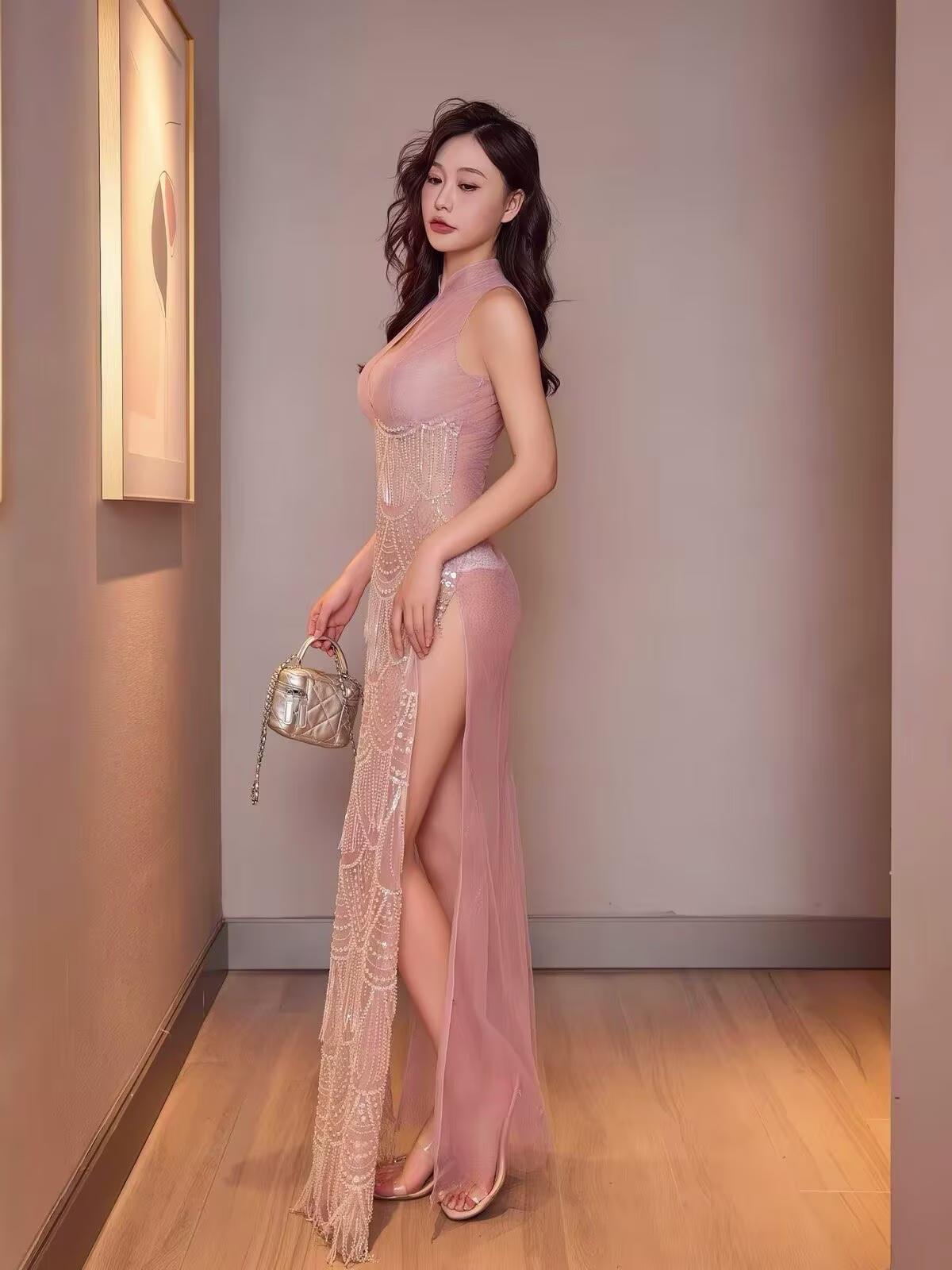 Sheer Qipao with Tassels - 图片 2