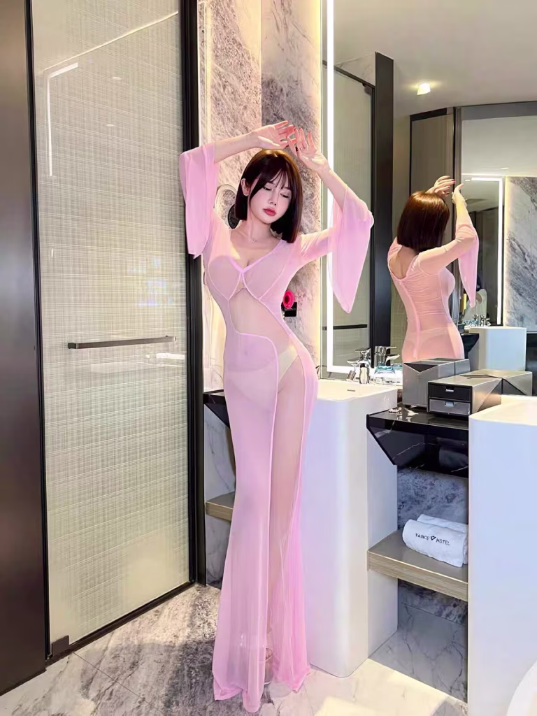 Sheer mermaid gown with a revealing bodice